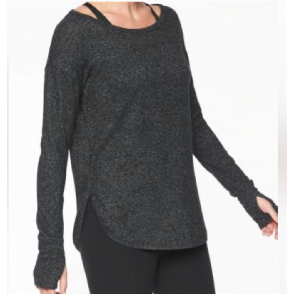 Athleta Long Sleeve Athletic Top | Size Medium | Heather Gray